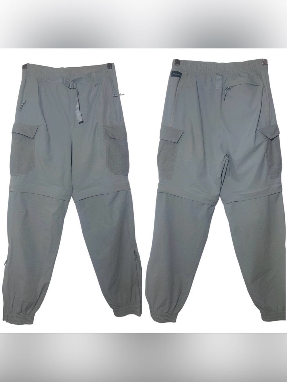 Lululemon Men’s Convertible Hiking Cargo Joggers Gray Pants Belted XS